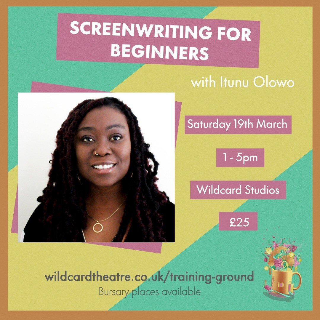 ⏰ Tomorrow! ⏰
Join us and Itunu at Wildcard Studios for a 4 hour in-person session in Screenwriting. 
📆 Saturday 19th March 
⏰ 1 - 5pm 
🏢 Wildcard Studios, 18 Balderton Street, W1K 6TG 
Do you want to write a film but don&rsquo;t know how to sta